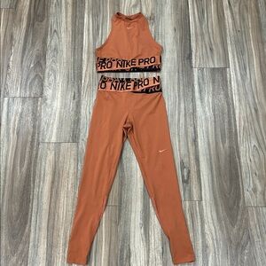 Nike Rust Orange High-Neck Sports Bra & Leggings Set